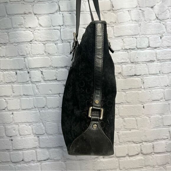 Vintage Celine black suede leather jacquard monogram tote bag - Picture 5 of 16